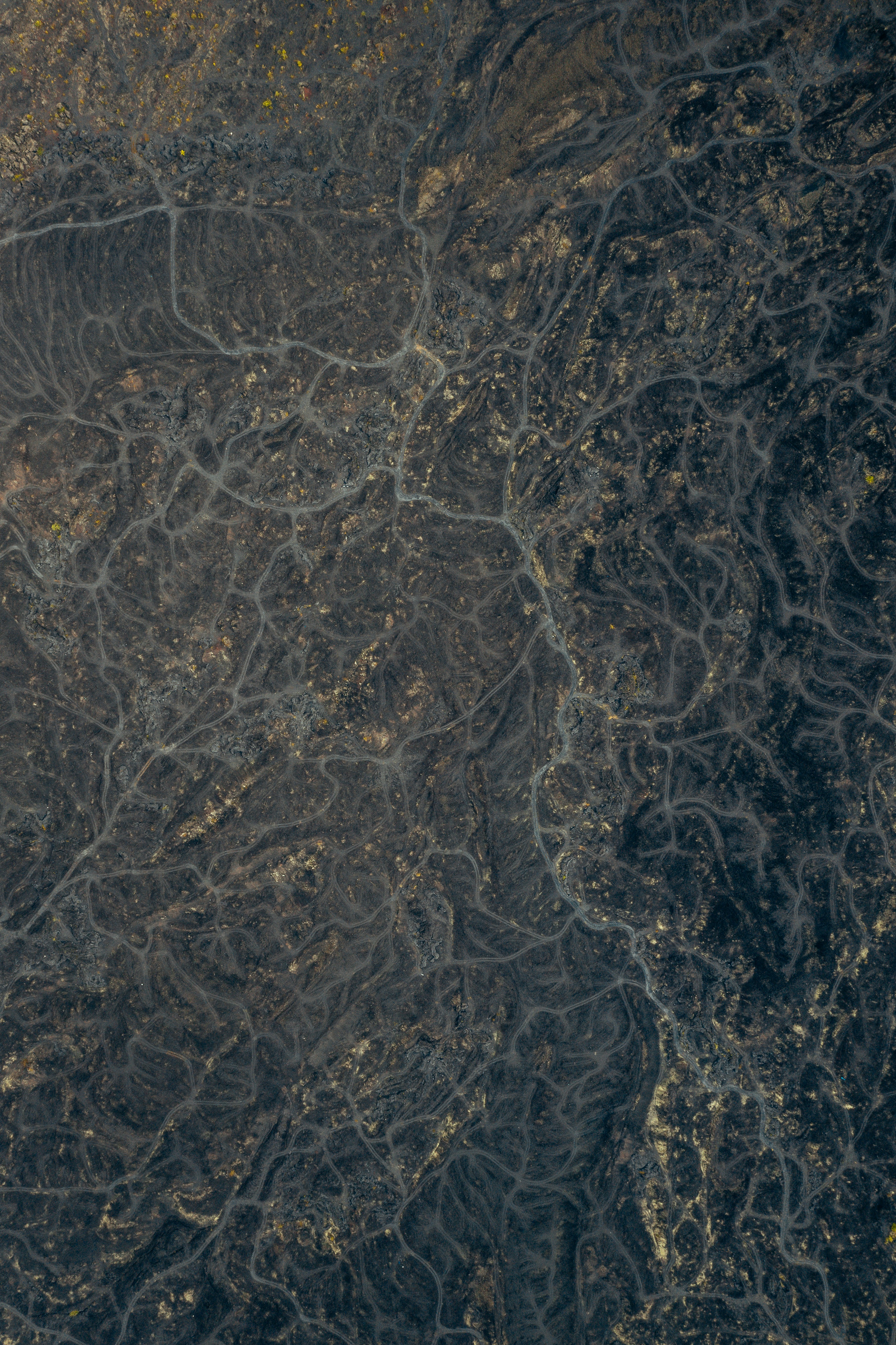 Aerial View of Cooled Lava Field