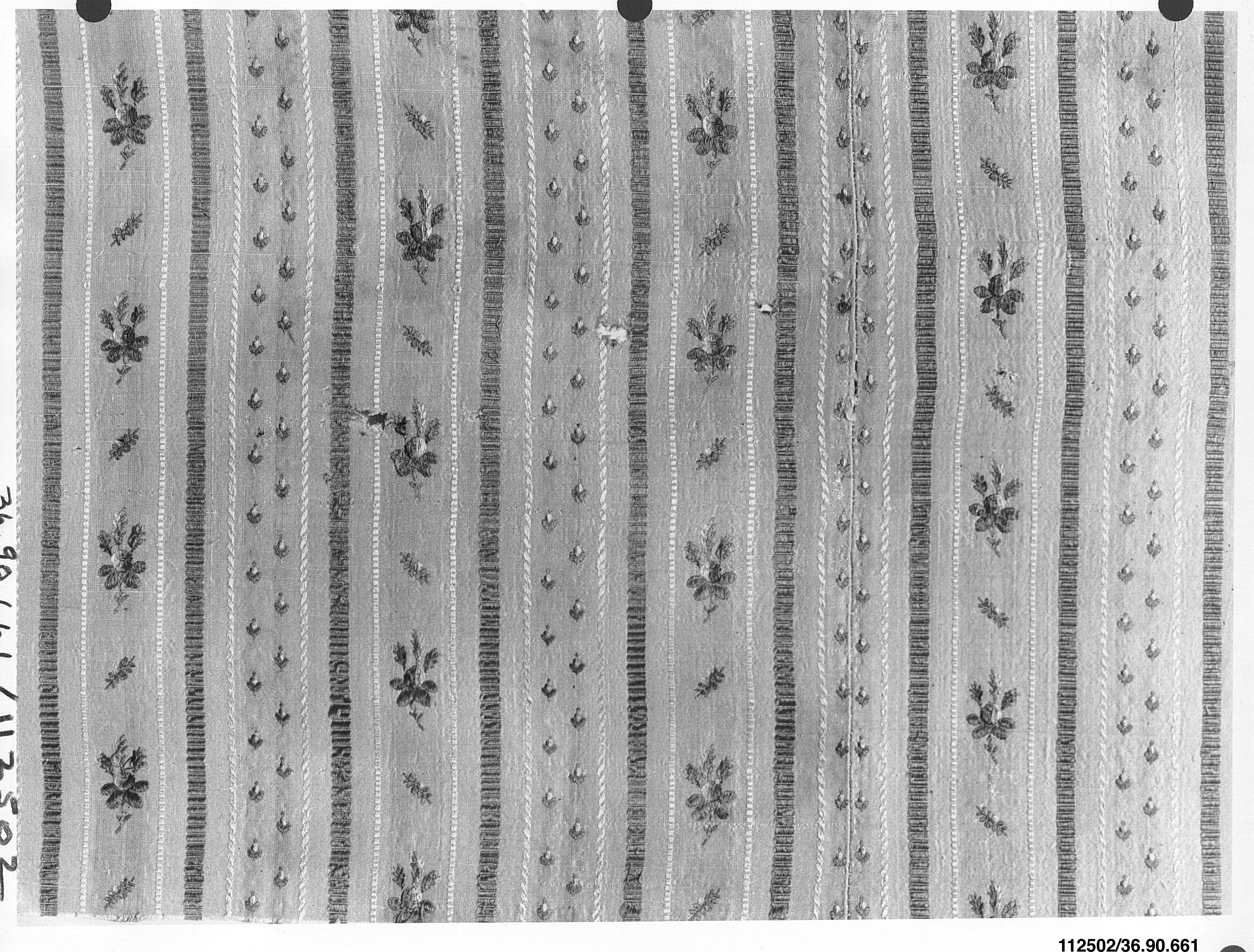 Antique Striped Floral Textile Sample