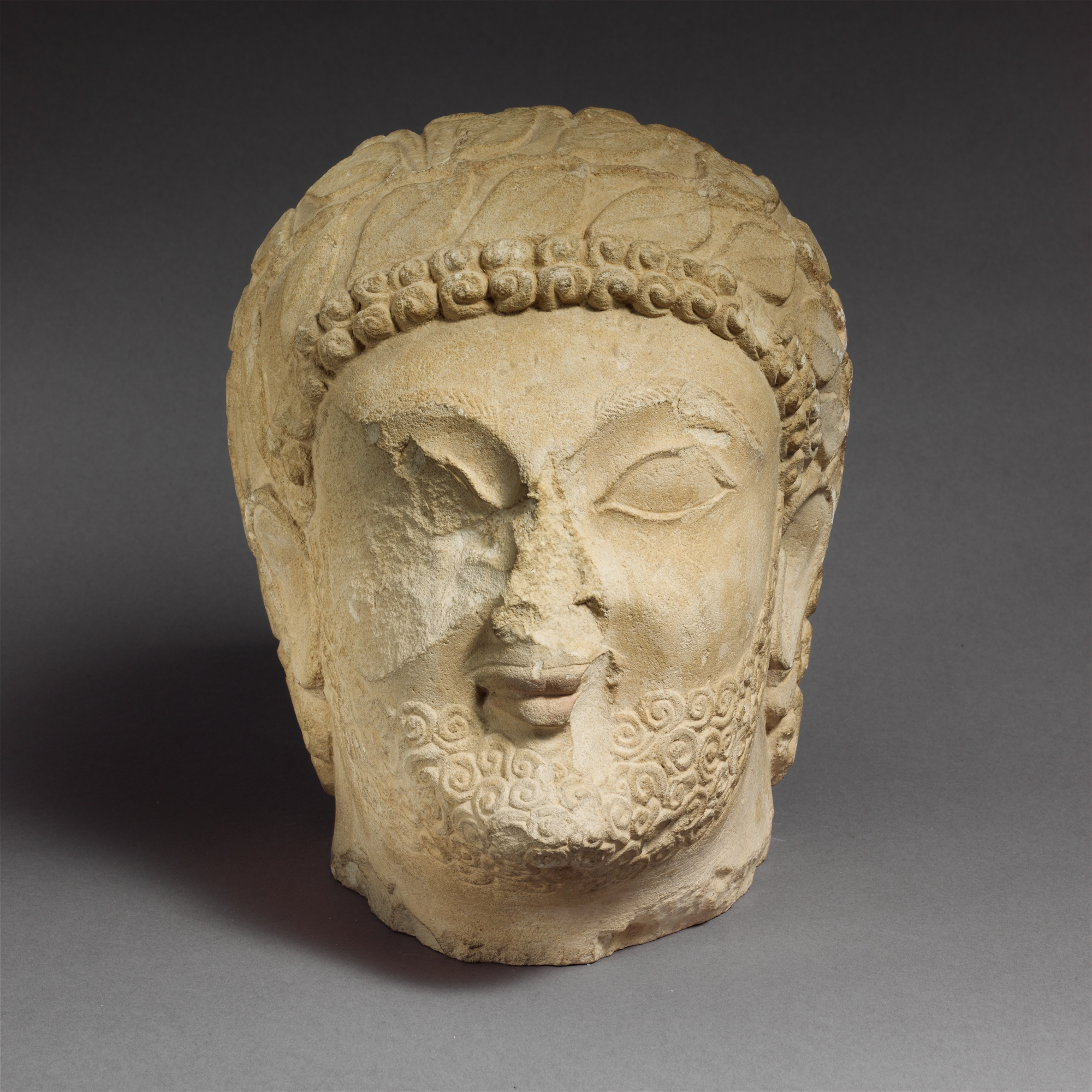 Ancient Stone Head of Bearded Man