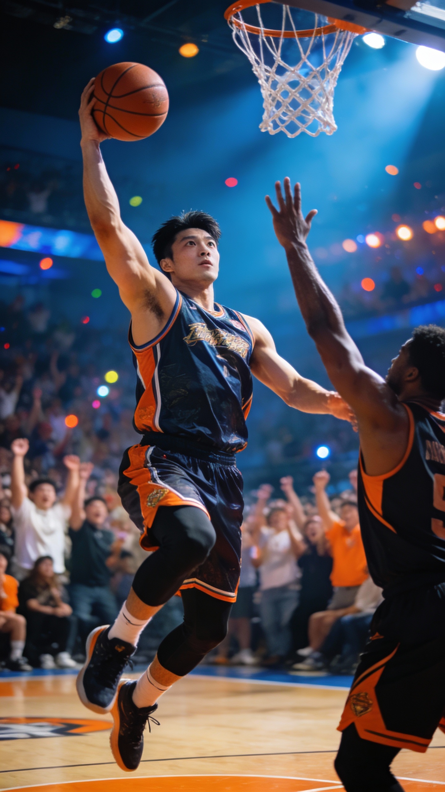 Basketball Player Going for a Dunk