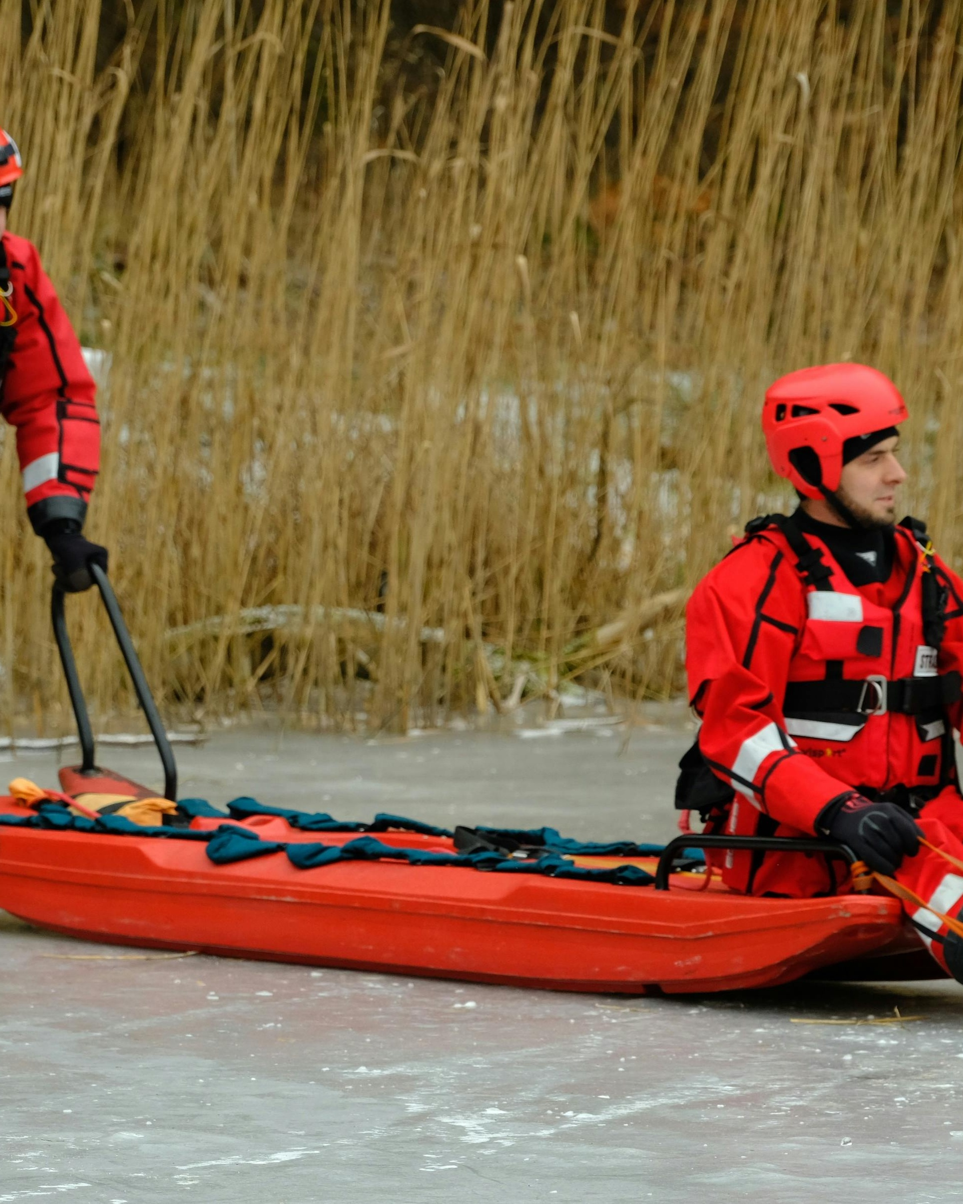 Ice Rescue Training on Frozen Water