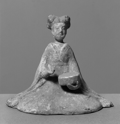 Ancient Seated Pottery Lady Figurine