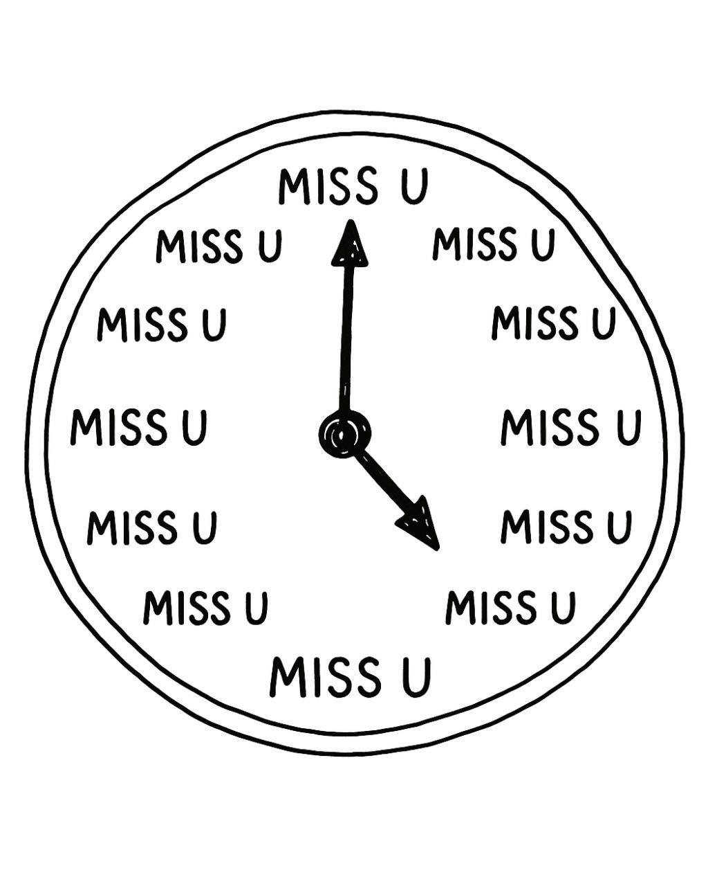Hand Drawn Miss You Clock
