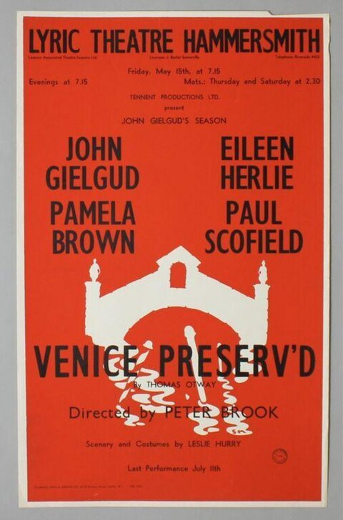 Venice Preserv'd Theatre Play Poster