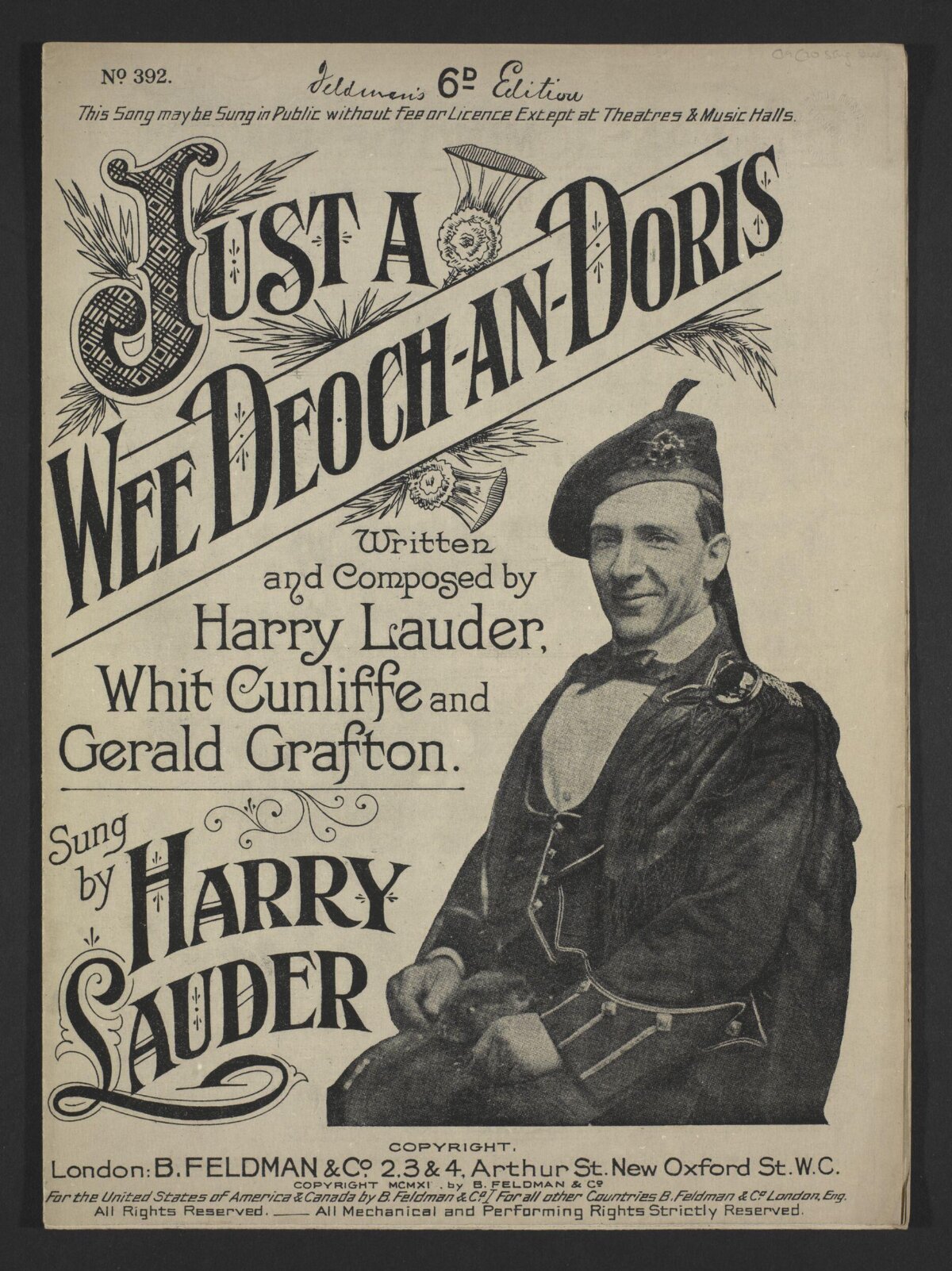 Vintage Just a Wee Deoch-an-Doris Sheet Music Cover
