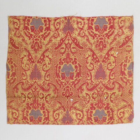 Vintage Damask Pattern Textile Fragment