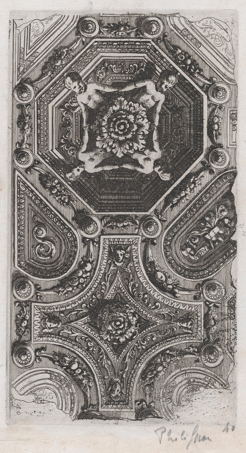 Antique Etching of Ornate Ceiling Design