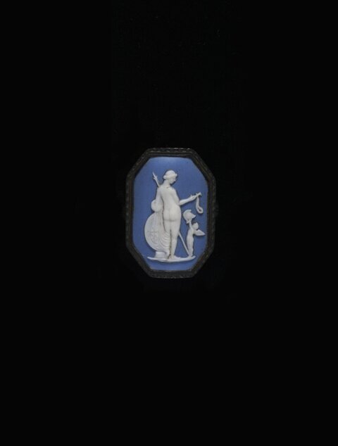 Octagonal Blue Cameo Brooch