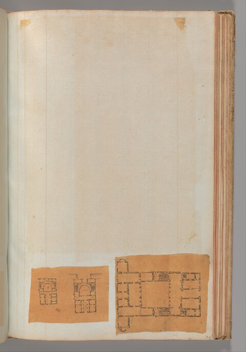 Old Album Page with Architectural Floor Plans