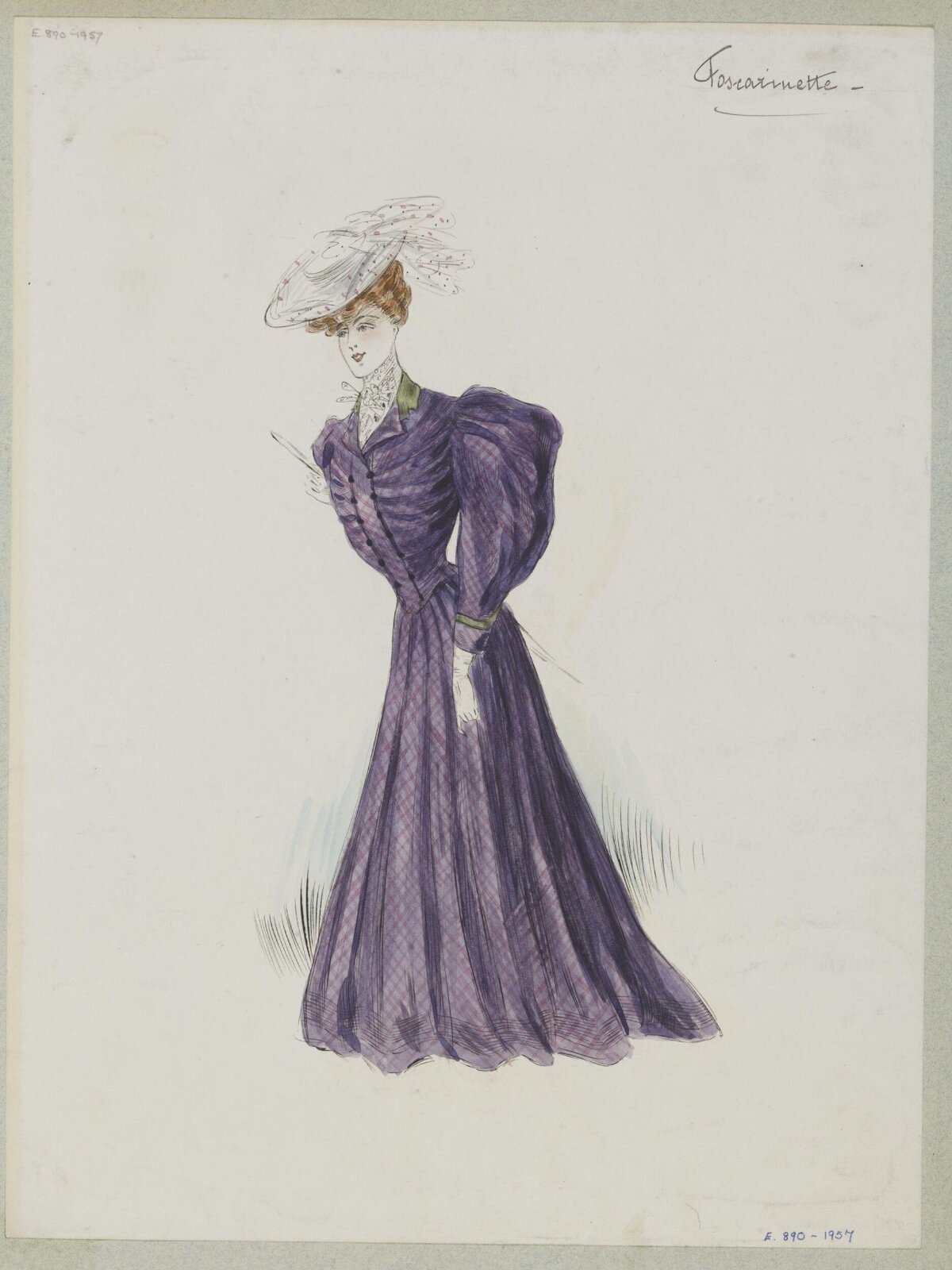 Edwardian Purple Dress Fashion Sketch