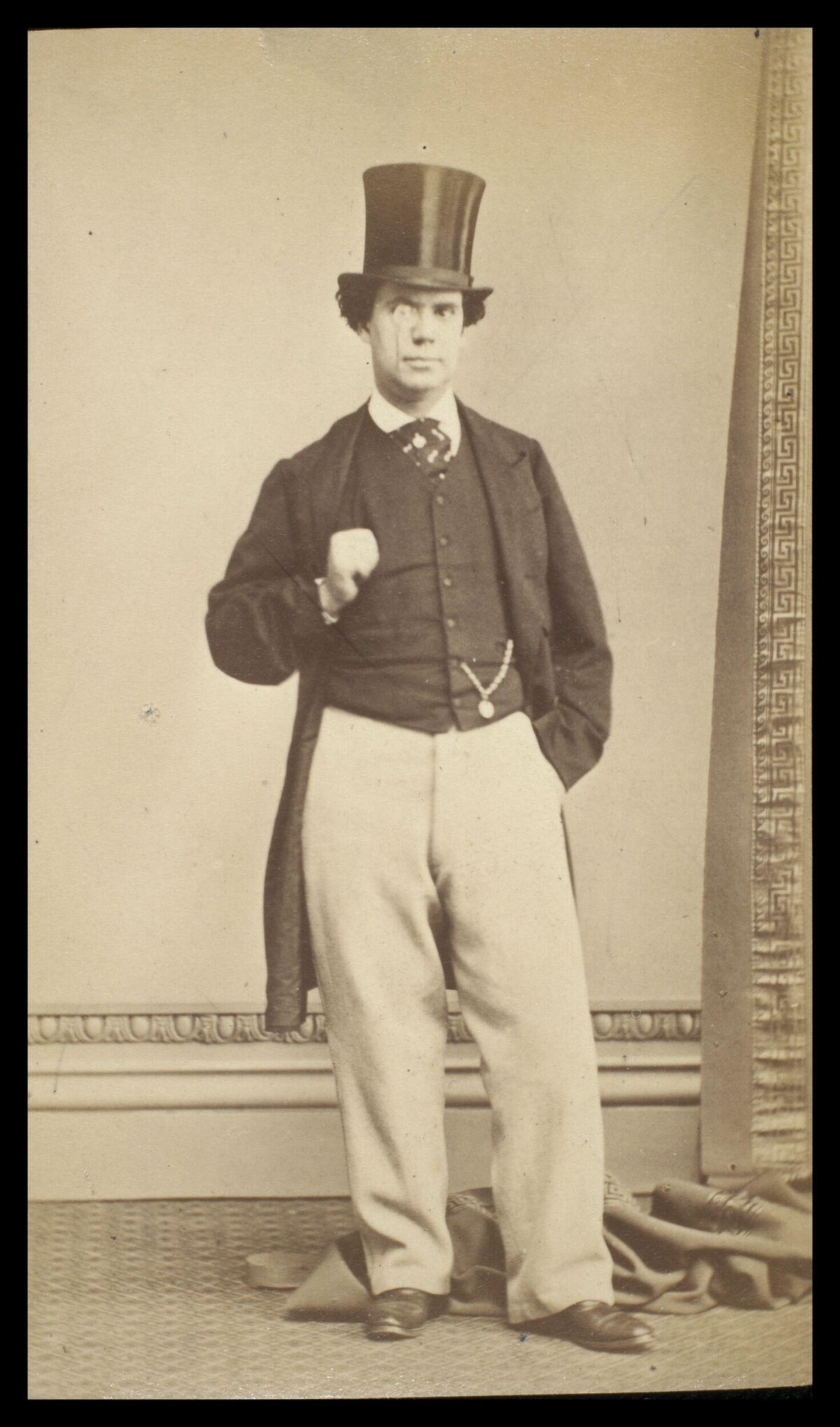 Vintage Full Length Portrait of Man in Top Hat