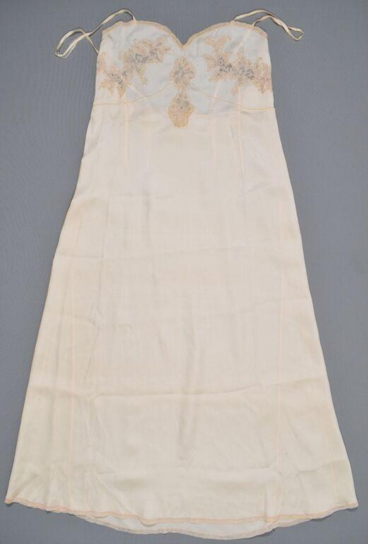 Cream Embroidered Strappy Slip Dress