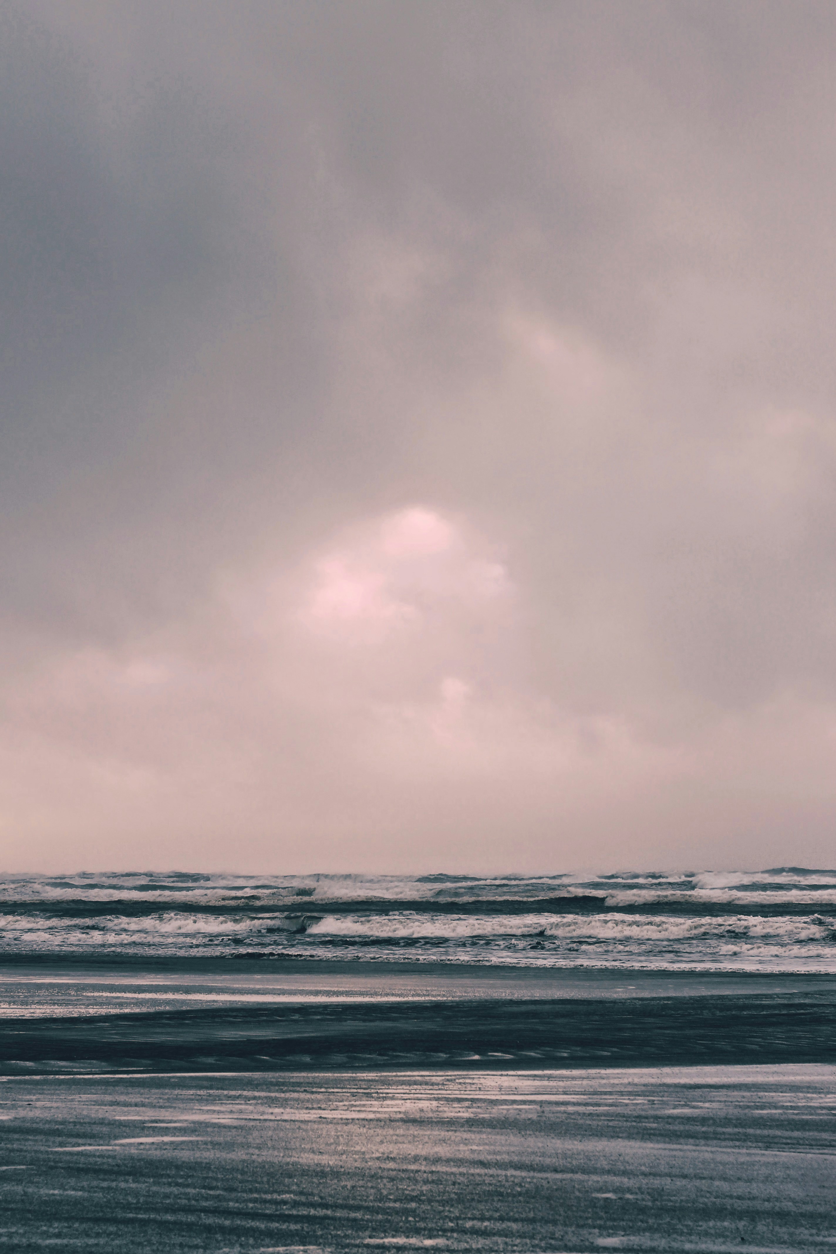 Overcast Stormy Beach Seascape