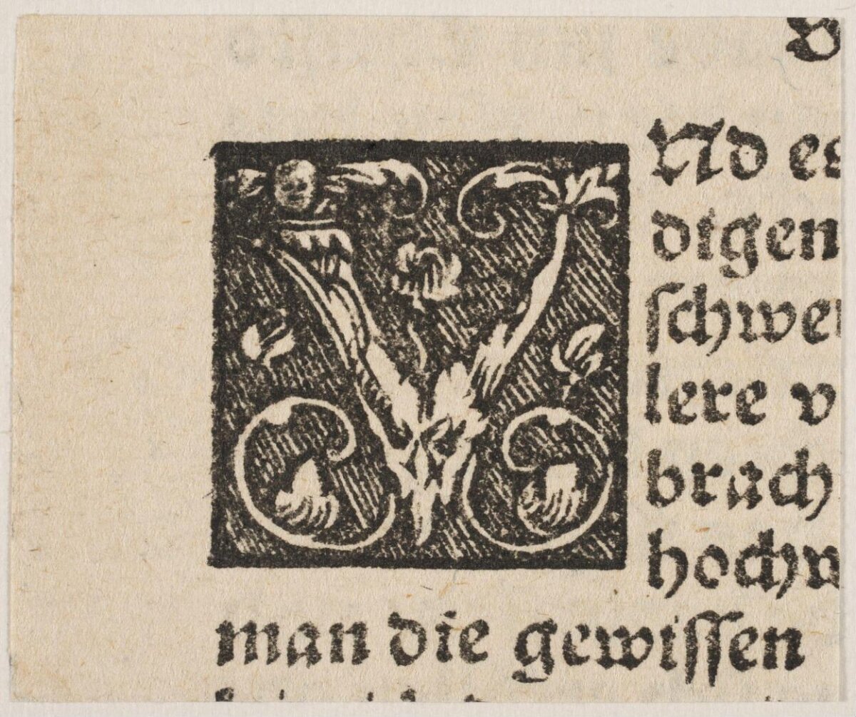 Early German Woodcut Decorated Initial