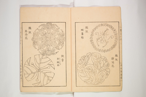 Open Antique Book of Japanese Textile Patterns
