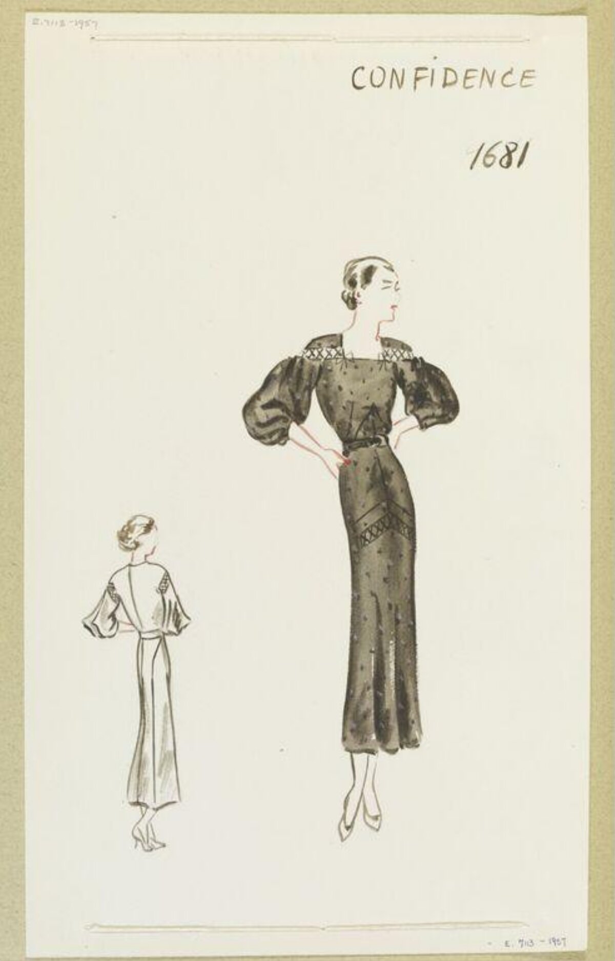 Vintage Fashion Dress Design Sketch