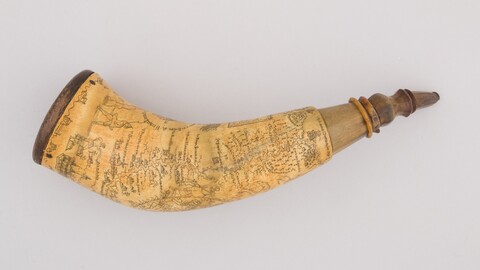 Engraved Map Powder Horn