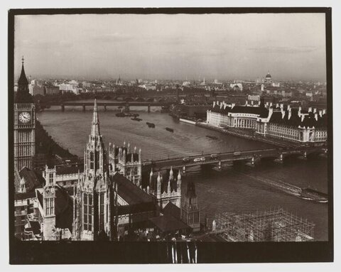 Vintage Aerial View of London Thames