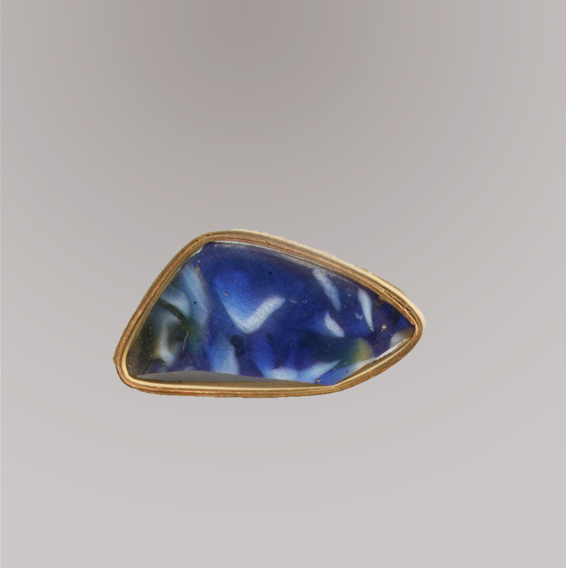 Triangular Blue Glass Inlay Fragment