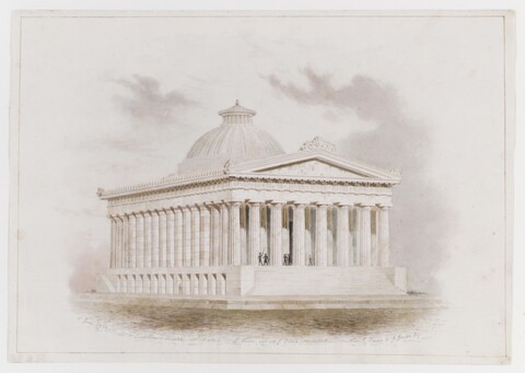 Neoclassical Custom House Watercolor Sketch