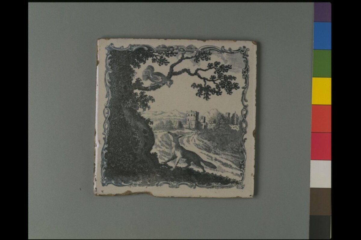 Decorative Tile of Fox and Squirrel