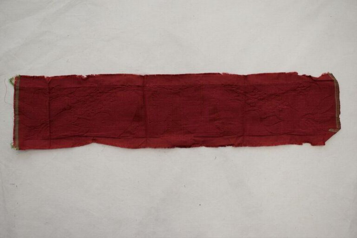 Long Red Antique Fabric Fragment