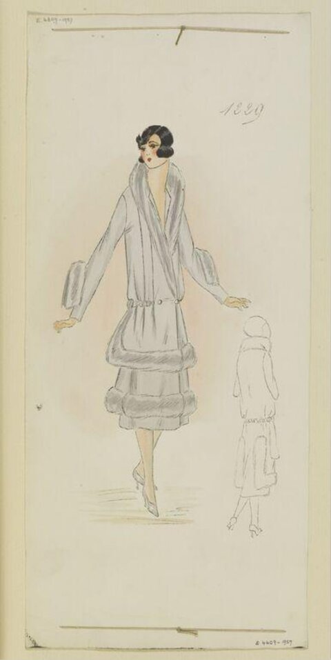 1920s Women's Coat Fashion Sketch