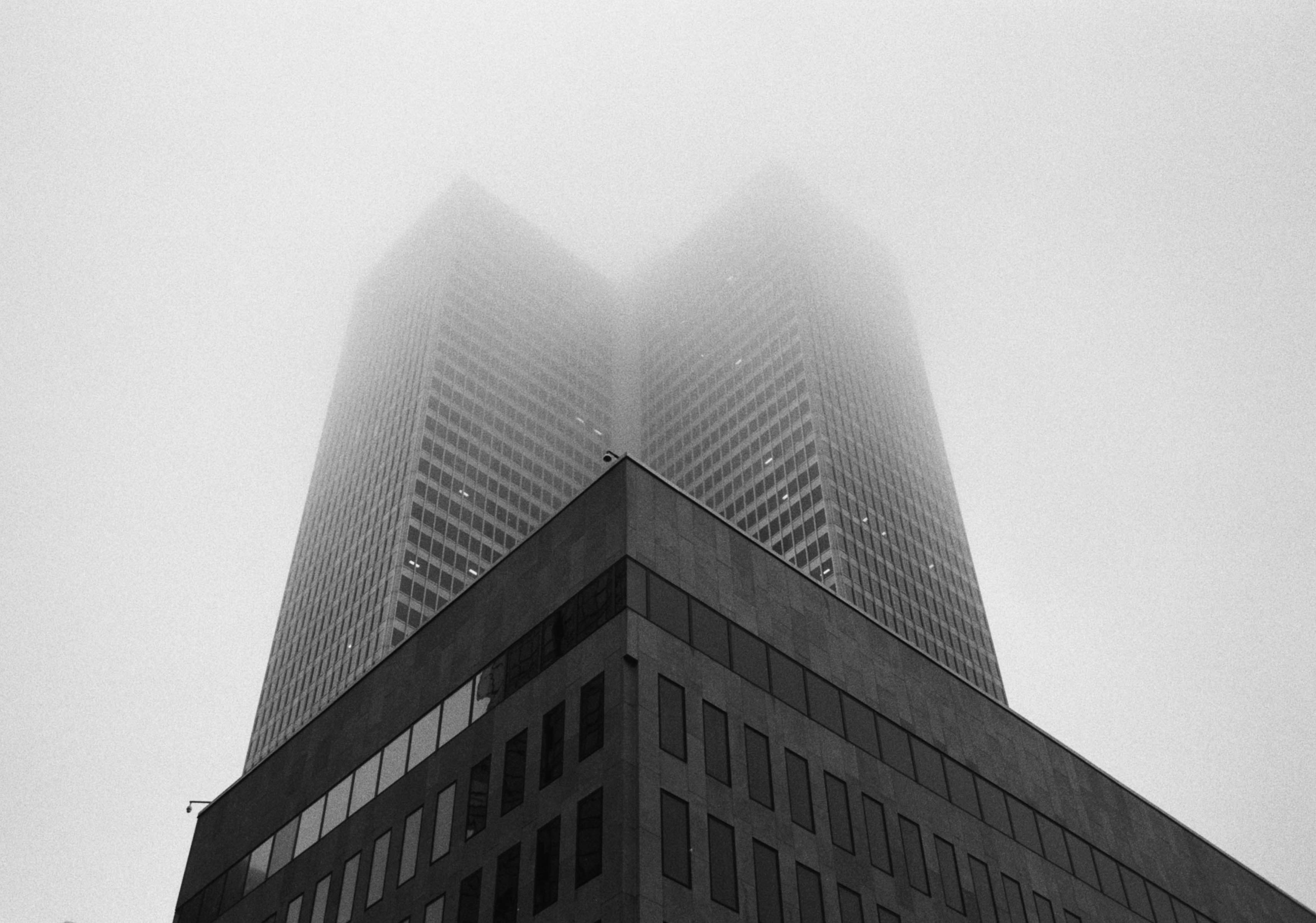 Foggy City Twin Skyscrapers