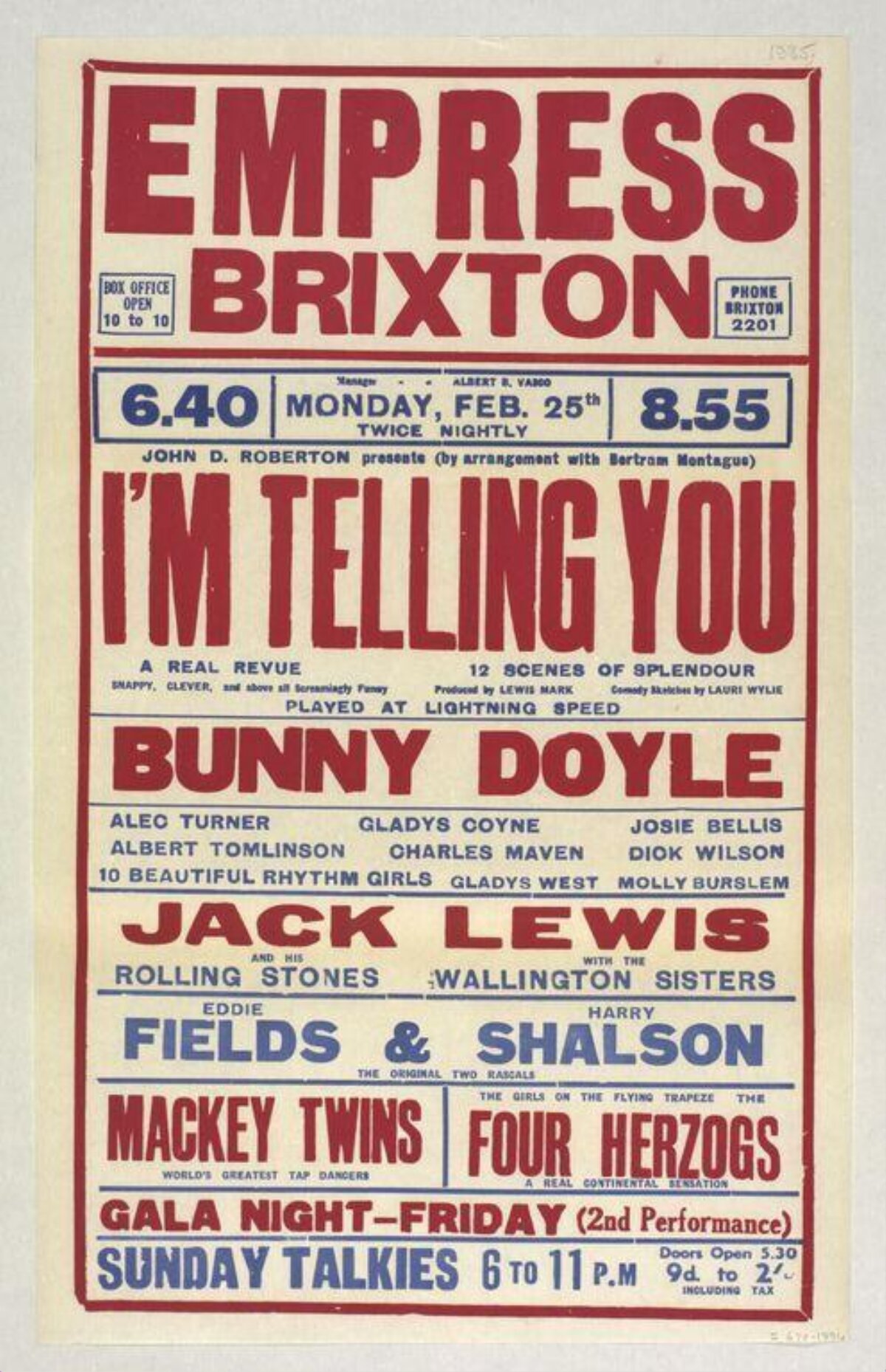 Vintage Empress Brixton Theatre Poster