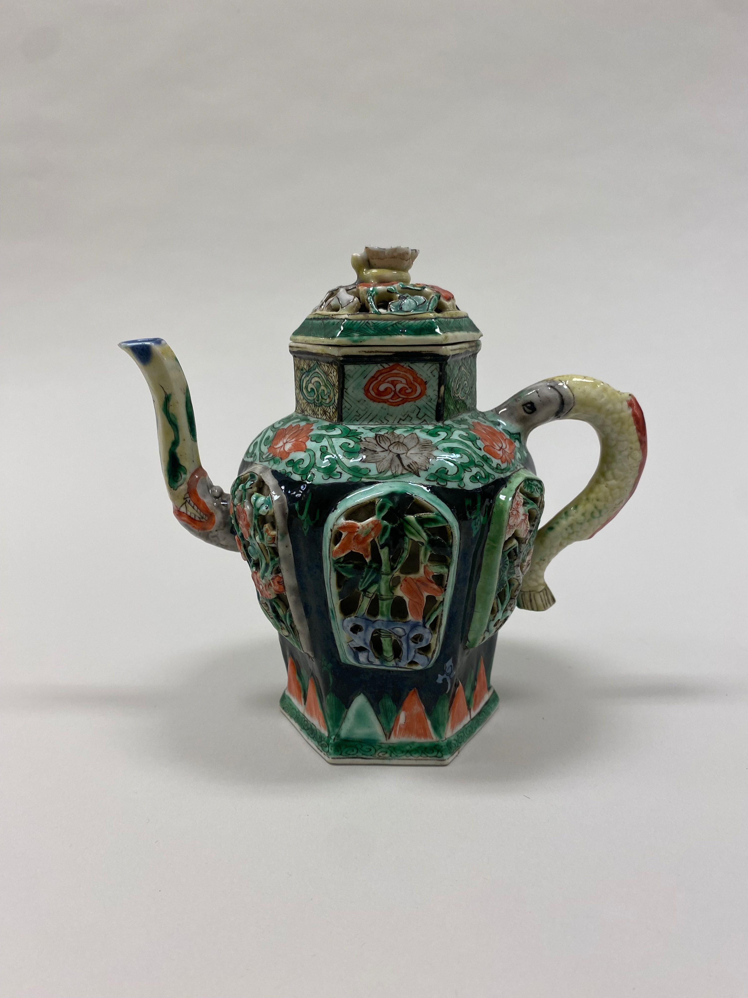 Ancient Chinese Openwork Porcelain Teapot