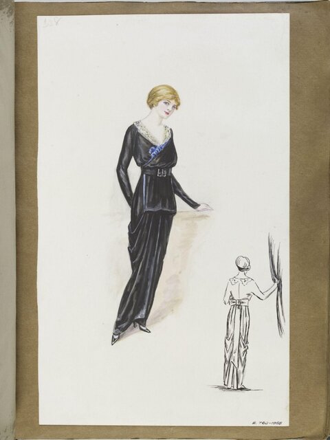 Vintage Black Gown Fashion Sketch