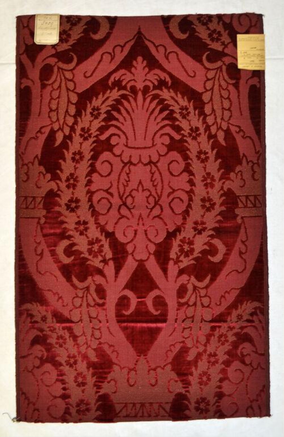 Antique Red Damask Textile Sample