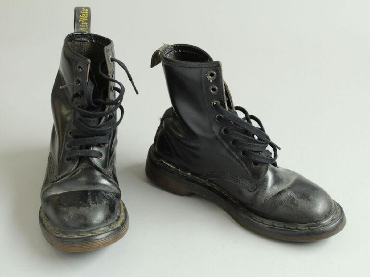 Pair of Worn Black Leather Boots