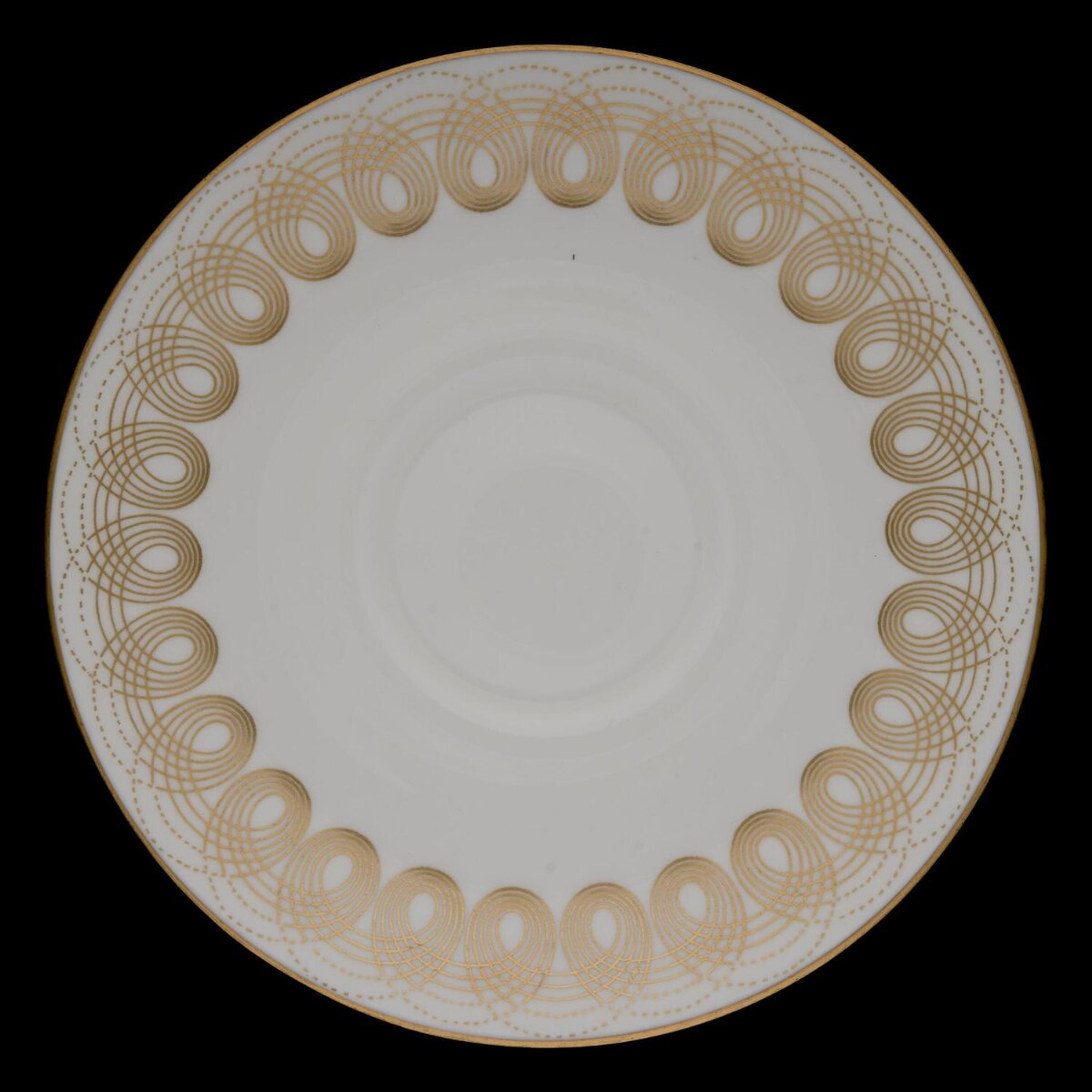 Gold Patterned White Ceramic Saucer