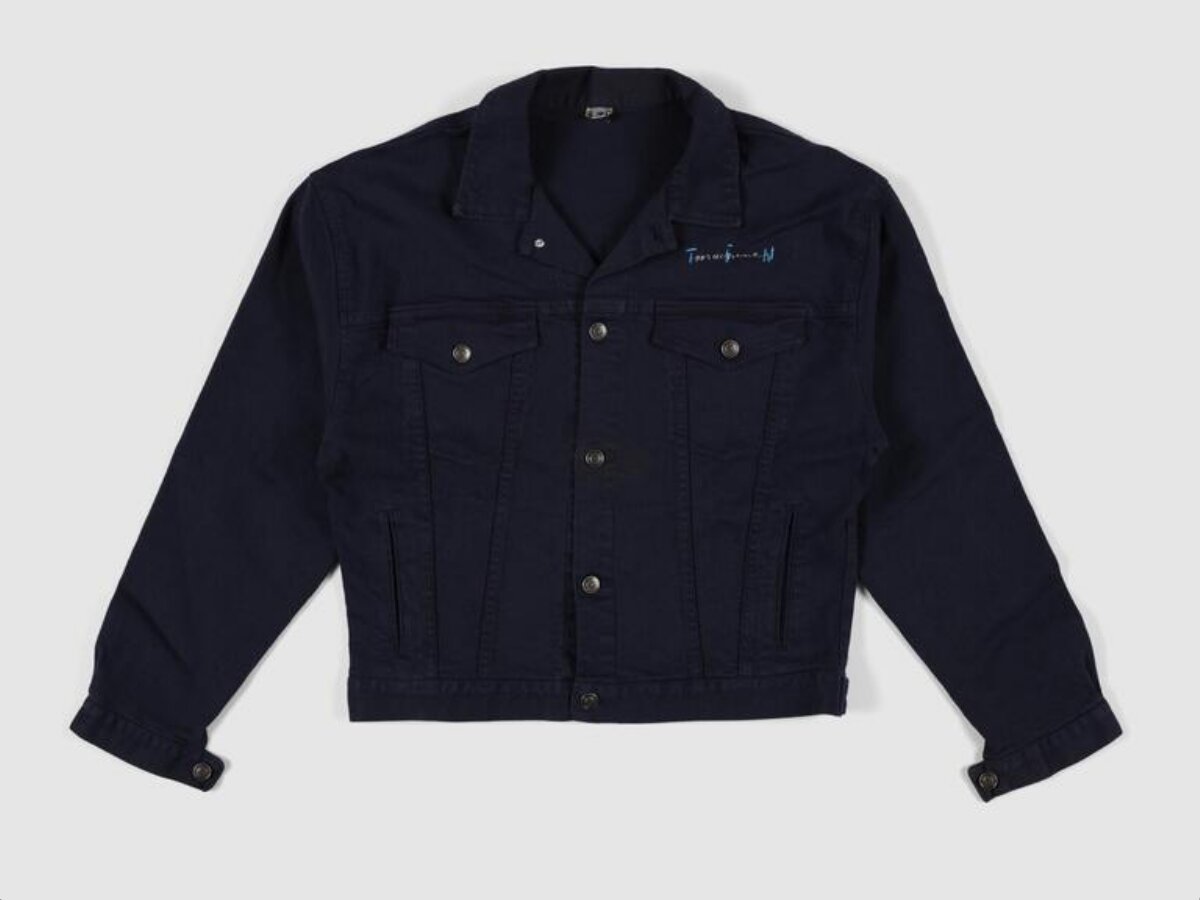Navy Blue Cropped Denim Jacket