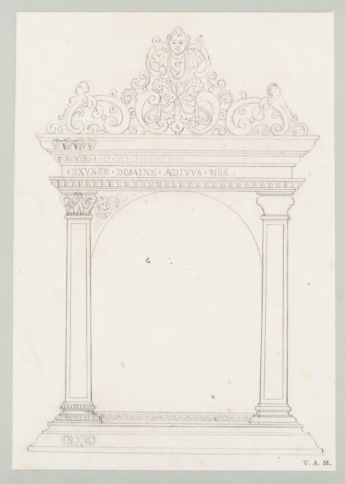 Pencil Sketch of Ornate Archway