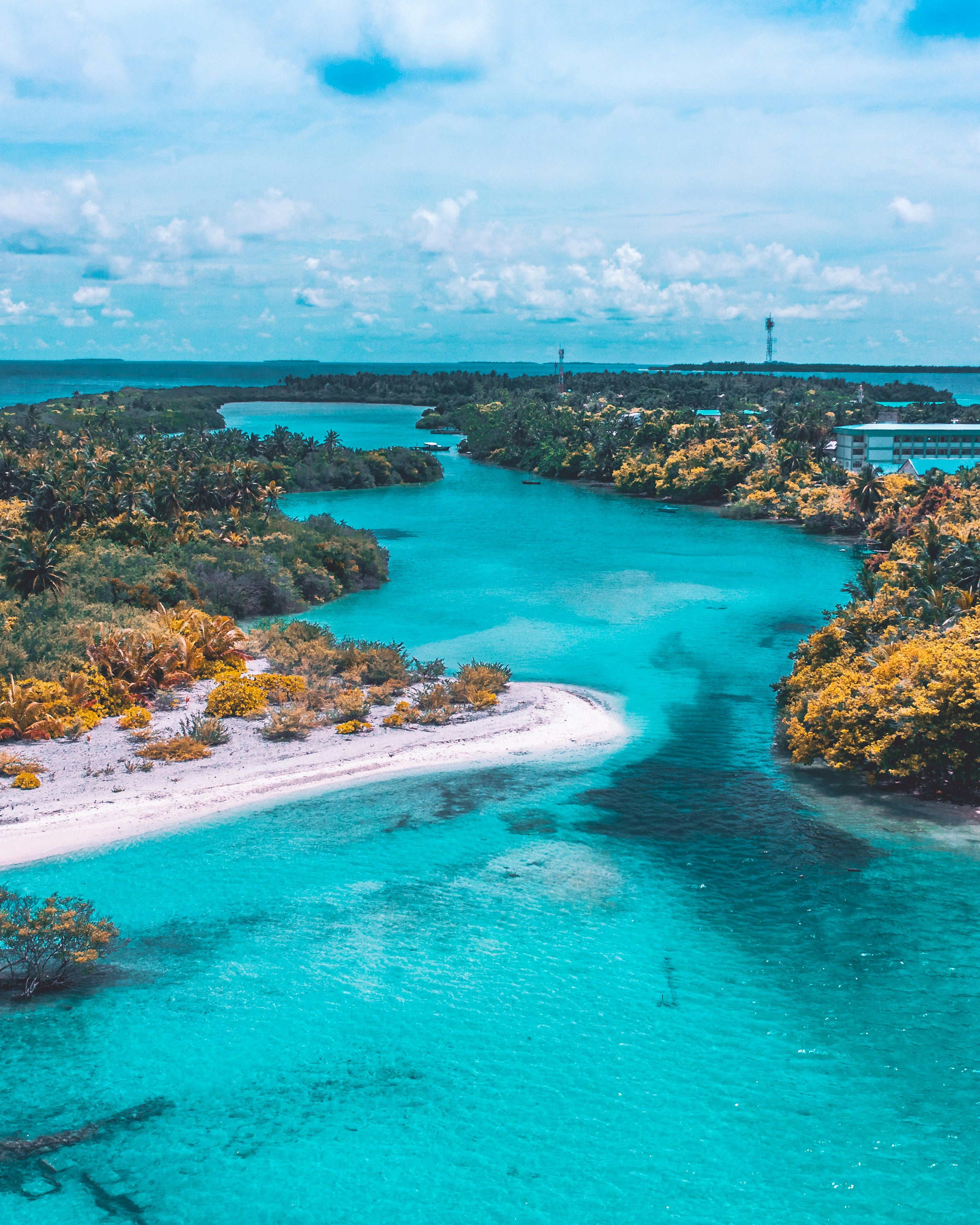 Tropical Inland Lagoon Aerial View