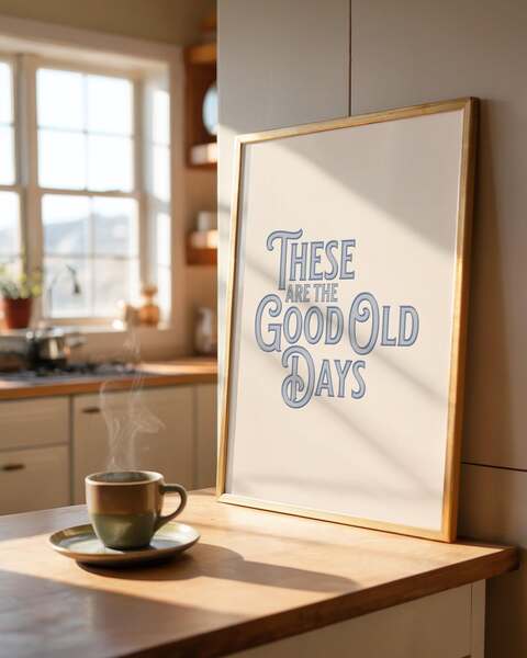 Framed Quote Art and Coffee in Sunny Kitchen