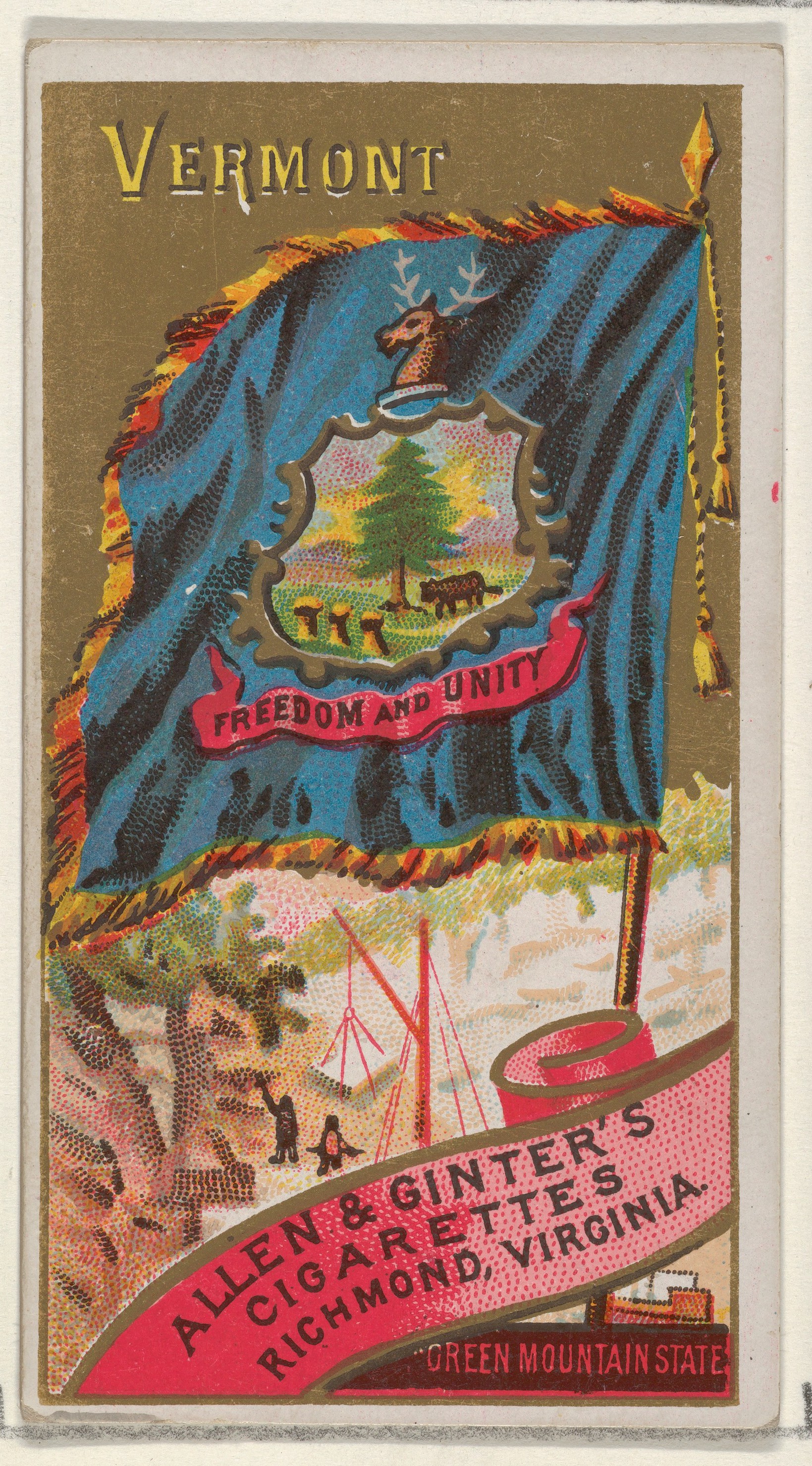 Vermont State Flag Vintage Cigarette Card