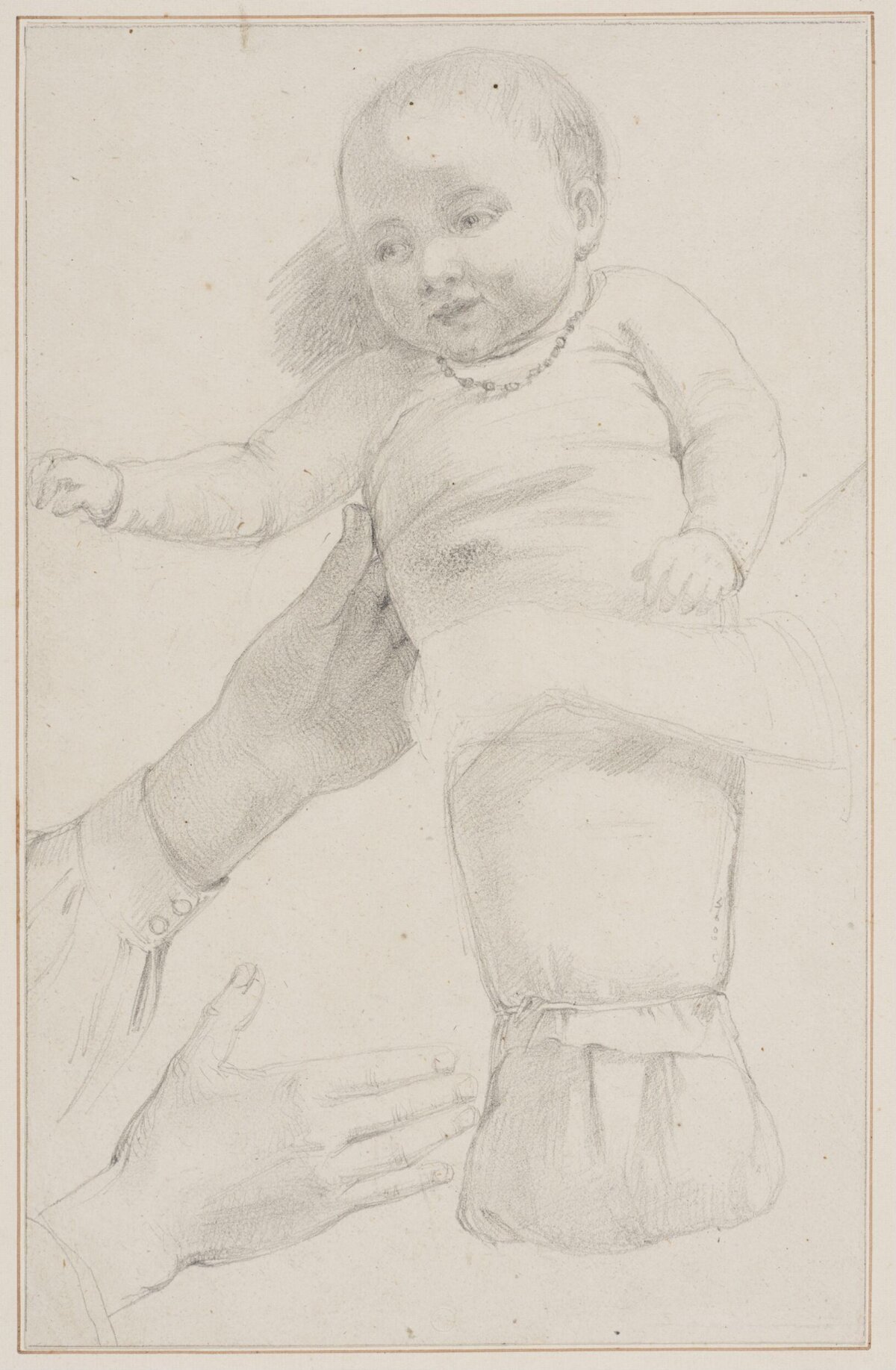 Pencil Sketch of Baby Held By Two Hands
