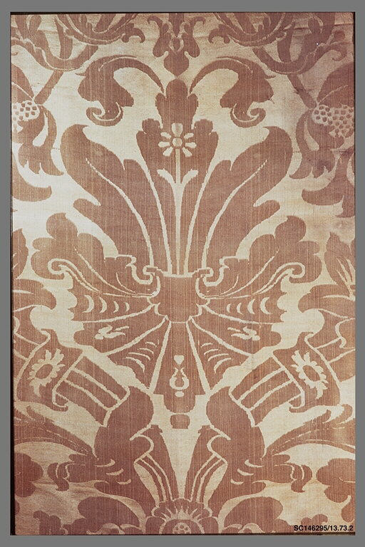 Vintage Damask Pattern Textile Fragment