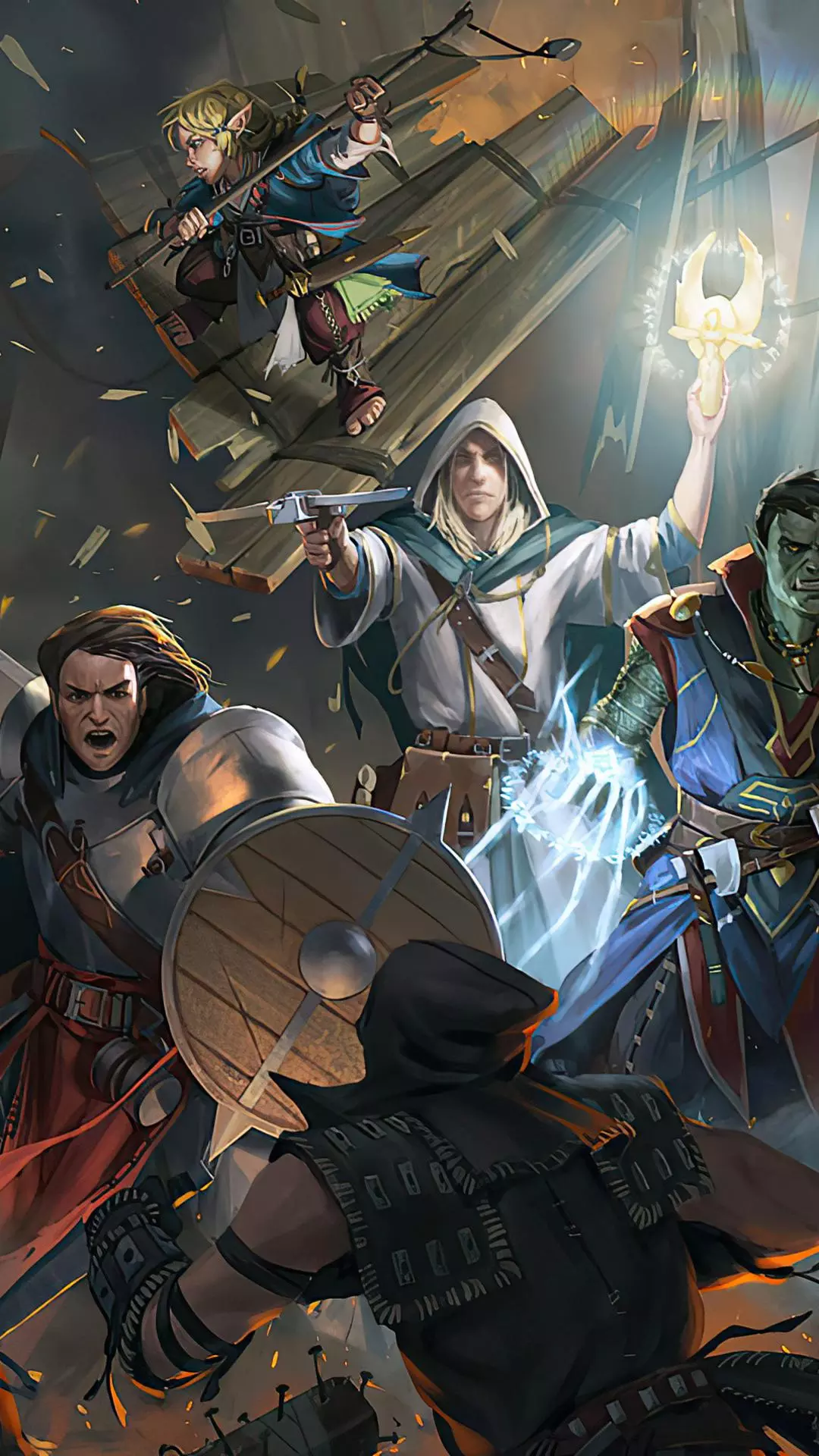 Fantasy Adventuring Party in Battle
