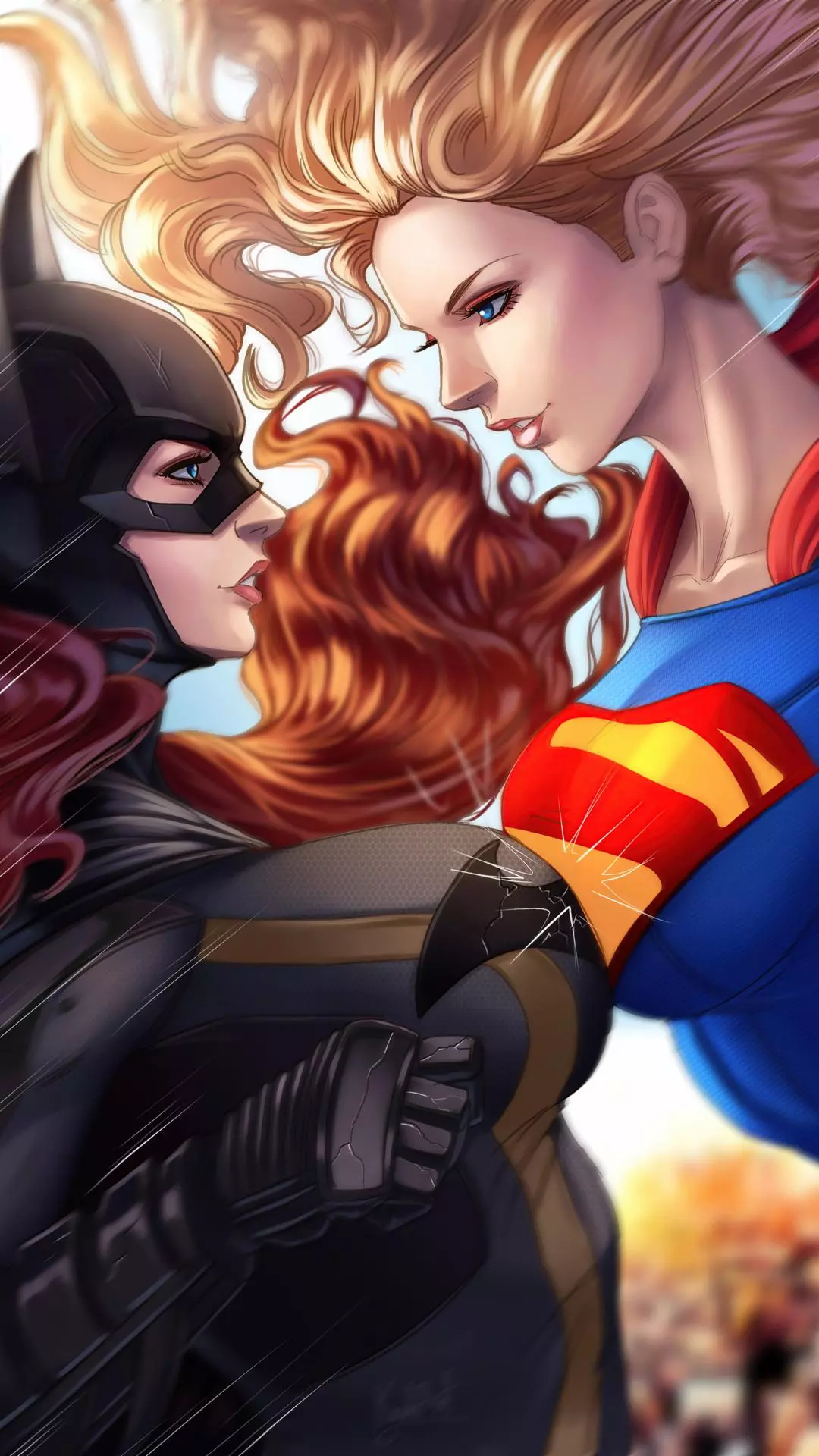 Batgirl and Supergirl Confrontation