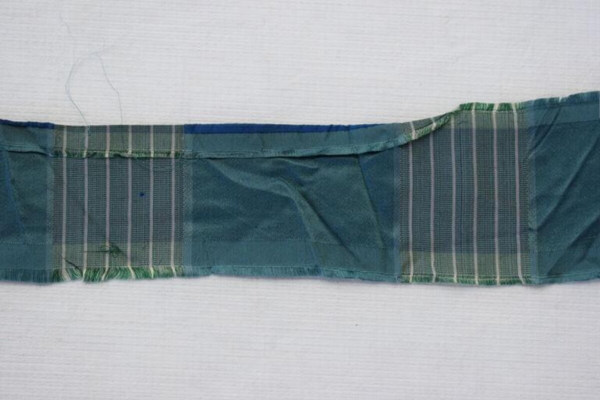 Teal Striped Woven Fabric Sample