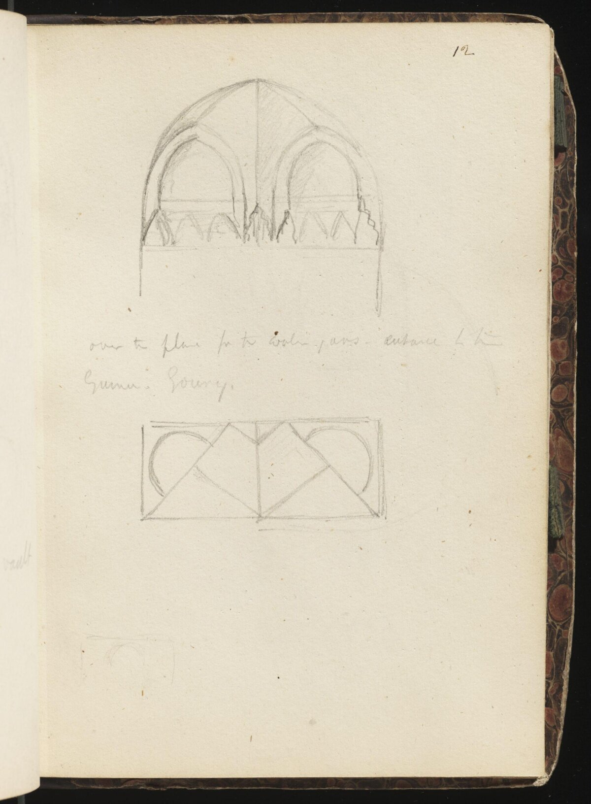 Architectural Sketches on Notebook Page
