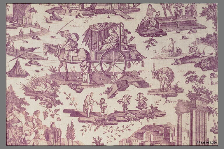 Purple Toile Pastoral Scene Print
