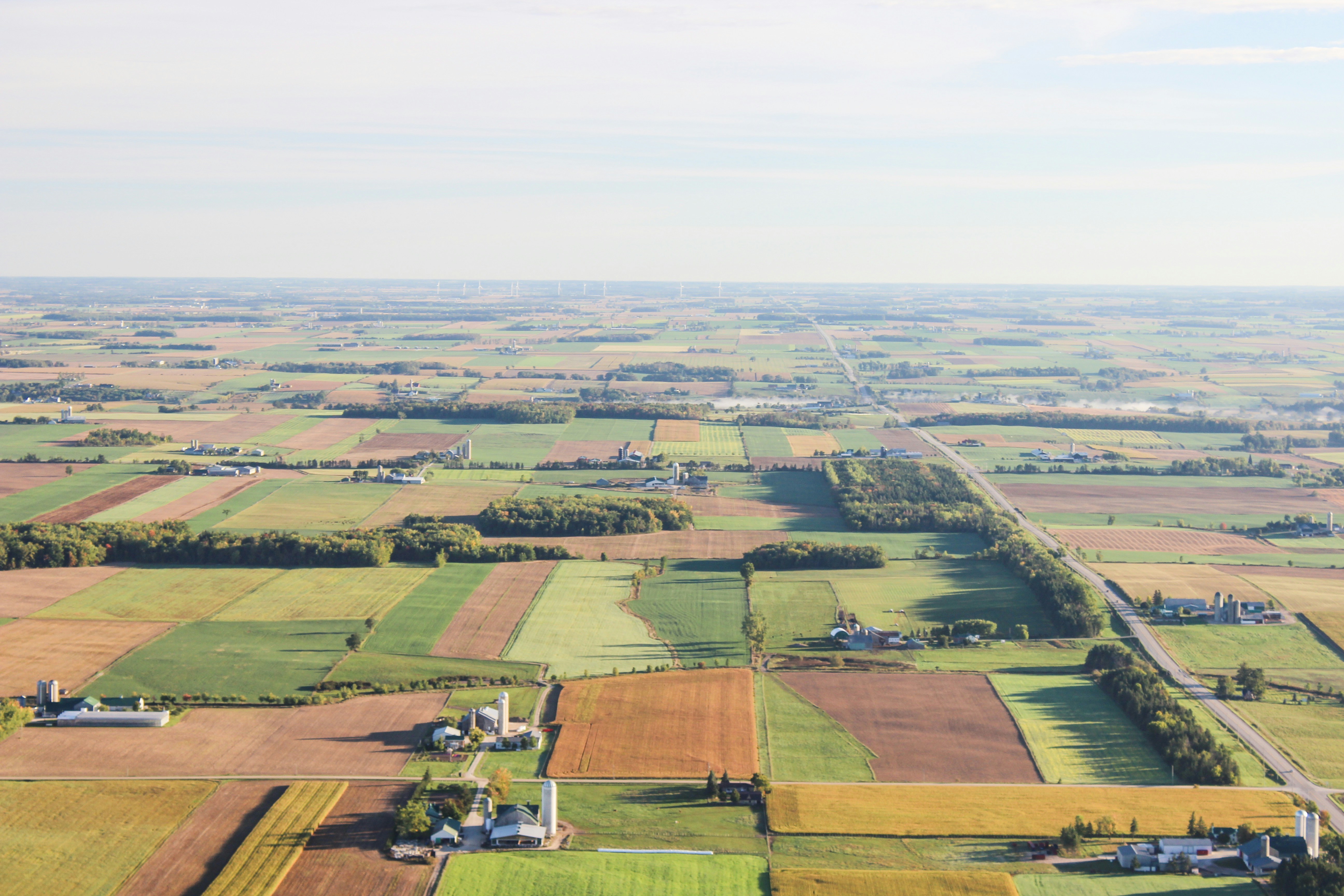 Aerial View of Patchwork Farmlands