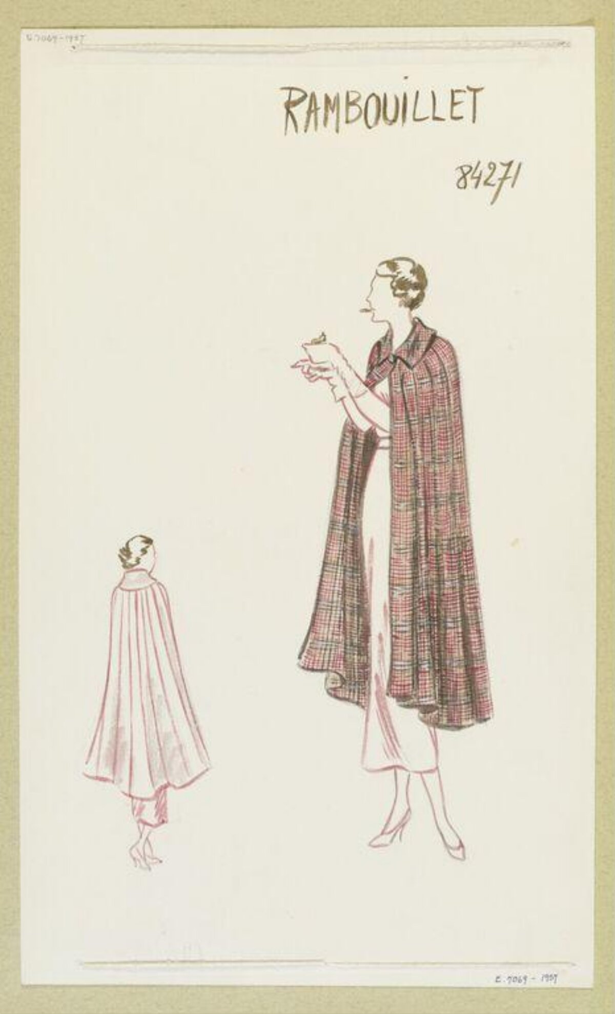 Vintage Cape Fashion Design Sketch