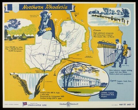 Vintage Map of Northern Rhodesia