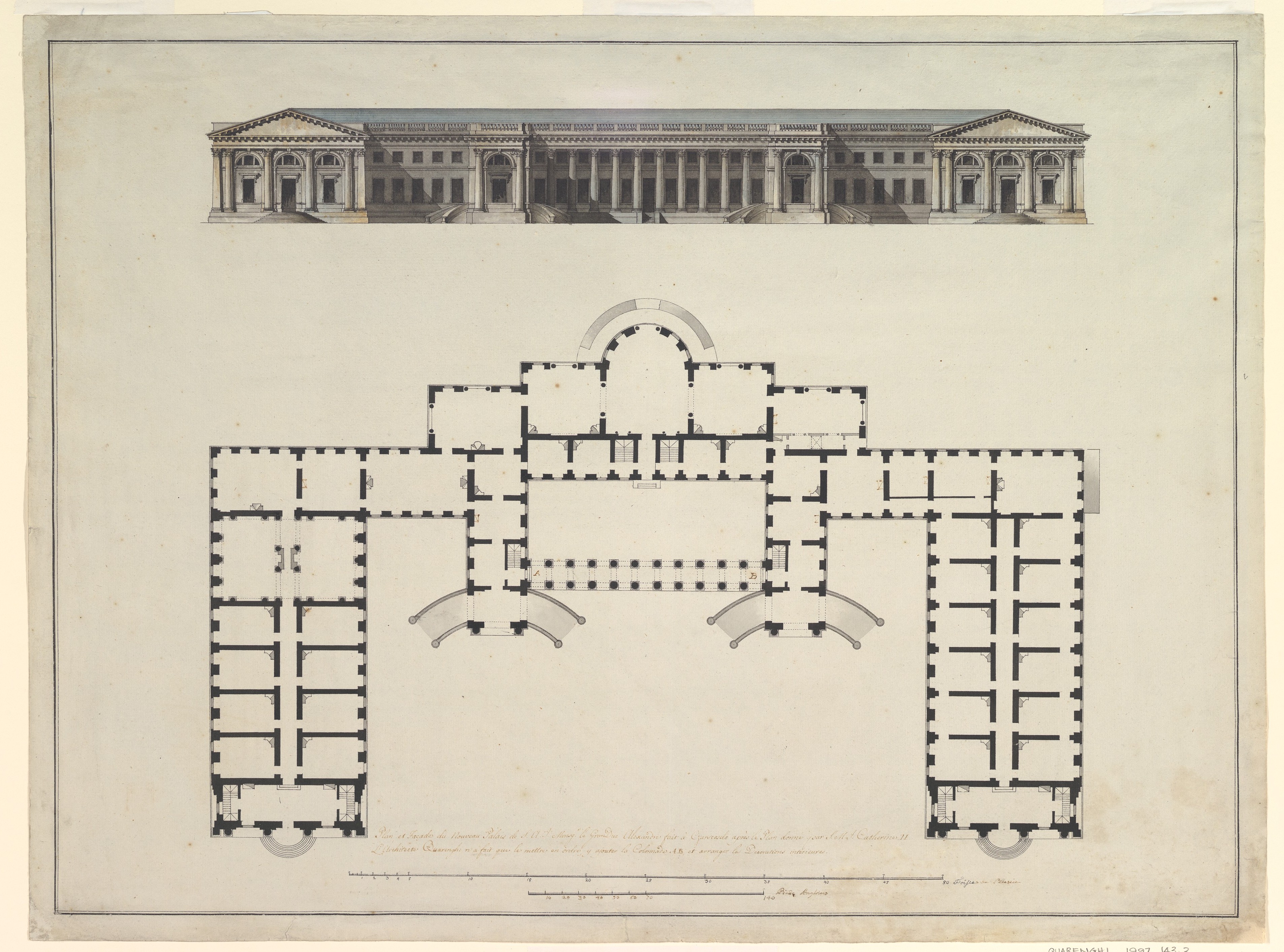 Neoclassical Building Architectural Drawing
